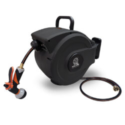 50ft Heavy Duty Retractable Garden Hose Reel – Black