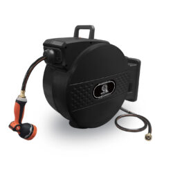 100ft Heavy Duty Retractable Garden Hose Reel – Black