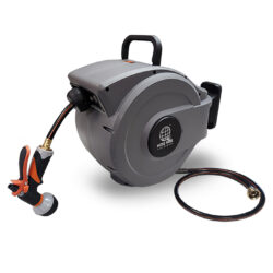 50ft Heavy Duty Retractable Garden Hose Reel – Grey