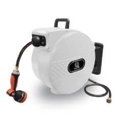 100ft Heavy Duty Retractable Garden Hose Reel – White